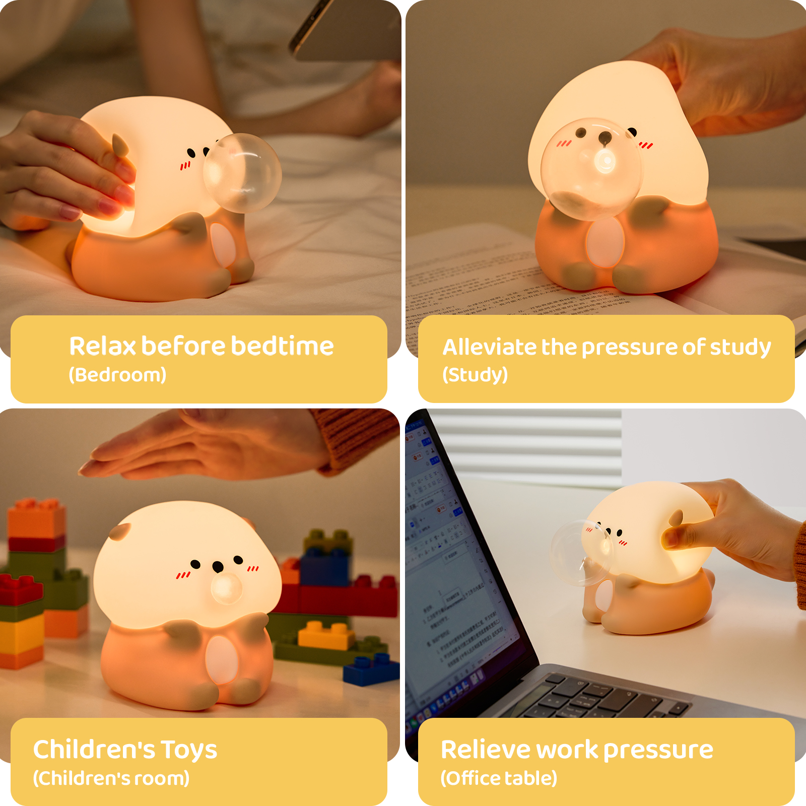 Sea Otter Night Light for Kids, Rechargeable Blowing Bubbles Sea Otter  Silicone Night Light with Timer, Dimmable Nursery Lights for Kids Room Decor, Cute Lamp for Kids Baby Boys Girls