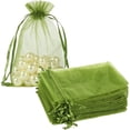 thumbnail image 1 of Xiao Hua Bolsas de regalo pequeñas de malla con cordón, 100 unidades, verde, 7 x 9 cm, para dulces, 1 of 5