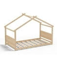 thumbnail image 6 of Joywind Twin Solid Wood House Floor Bed Frame with Safety Guardrails, Kids Bed for Boys Girls, 6 of 8