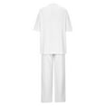 thumbnail image 5 of Honeeladyy Women 2 Piece Summer Outfits Casual Short Sleeve Tops with Long Pants Plus Size Tracksuit Lounge Sets White M, 5 of 5