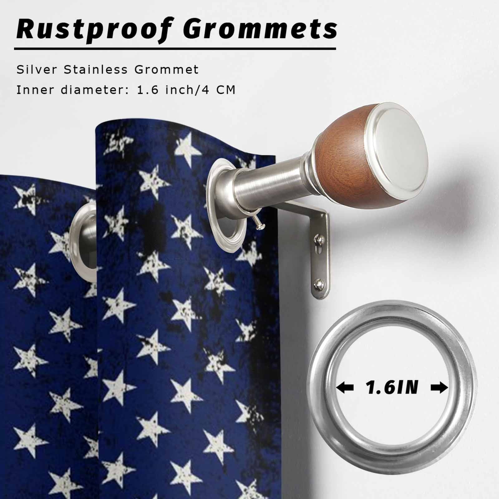Independence Day Outdoor Curtains for Patio, American Flag Star Red Stripes Vintage Sunshade Privacy Drapes Grommet Waterproof Outside Curtains for Porch/Cabana/Balcony 54"x 108", 1 Panel