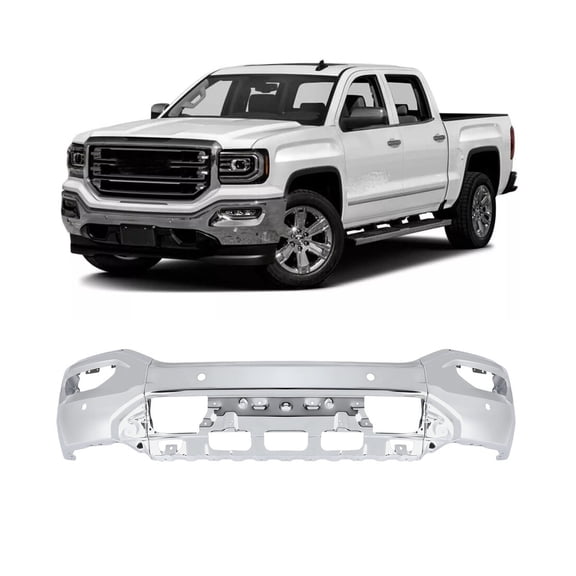 Front Bumper for 2016-2018 GMC Sierra 1500 W/ Fog Holes Chrome Steel