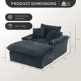 thumbnail image 3 of CARZZI LIFE 71 Inch Oversized Chaise Lounge Chair Indoor with Ottoman, Corduroy Boneless Cloud Couch Sleeper, Deep Seat Floor Sofa Bed and Reading Chair for Living Room (Dark Grey), 3 of 10