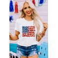thumbnail image 6 of Women's White Floral Star American Flag Graphic T-Shirt for Casual Summer Style | [ZhiHiMeRi] | (US 20-22)2XL, 6 of 9