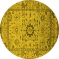 thumbnail image 1 of Ahgly Company Machine Washable Indoor Round Oriental Yellow Industrial Area Rugs, 8' Round, 1 of 4
