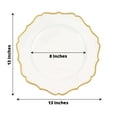 thumbnail image 3 of Efavormart 6 Pack | White & Gold 13" Round Scallop Rim Plastic Charger Plates, Tabletop Dinnerware Decor, 3 of 11