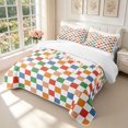 thumbnail image 3 of Manfei Checkered Art Twin Quilt Set,Geometric Plaid Twin Coverlet Set,Green Orange Blue,2-Piece,1 Bedspread and 1 Pillowcase, 3 of 7