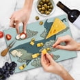 thumbnail image 4 of Whale Cutting Board, Whale Hovering on Sky Clouds Animal Fish Marine Life Nautical Sea Graphic Art, Decorative Tempered Glass Cutting and Serving Board, Large Size, Beige Slate Blue, by Ambesonne, 4 of 5