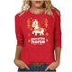 thumbnail image 3 of TaTaai Womens New Year 2026 Print Three Quarter Sleeve Round Neck Casual Top Holiday Celebration Blouse Festival Party Wear Gift, 3 of 5