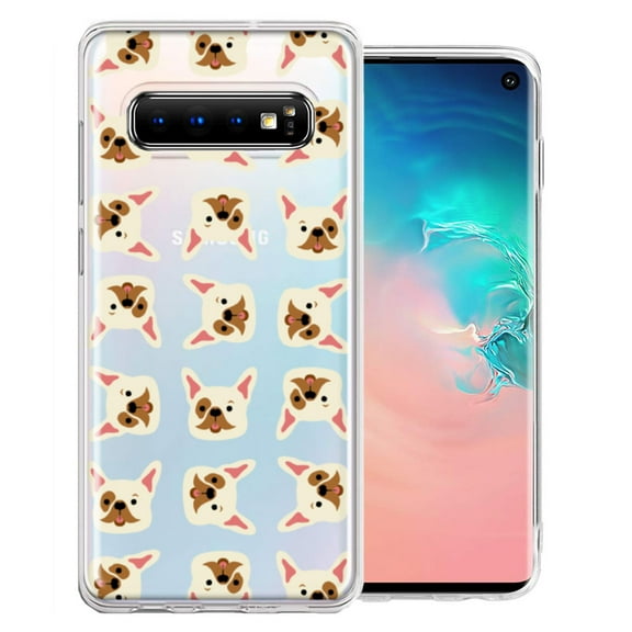 MUNDAZE For Samsung Galaxy S10 Plus Frenchie Bulldog Polkadots Design Double Layer Phone Case Cover