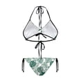 thumbnail image 2 of chaqlin Women's Tropical Monstera Leaf Print Halter Triangle Bikini Set - Sexy Tie Side Two Piece Swimsuit for Beach Vacation & Pool Party, 2 of 9