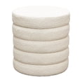 thumbnail image 2 of Benjara Accent Ottoman- 17 Inch- Ivory Boucle Upholstery- Round Stacked Design, 2 of 6