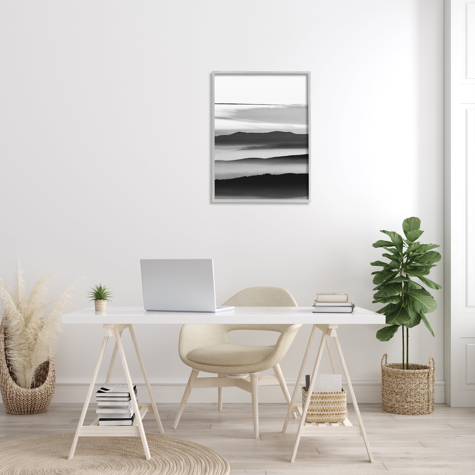 Stupell Industries Misty Clouds Eerie Mountain Landscape Black White, 24 x 30, Designed by Design Fabrikken