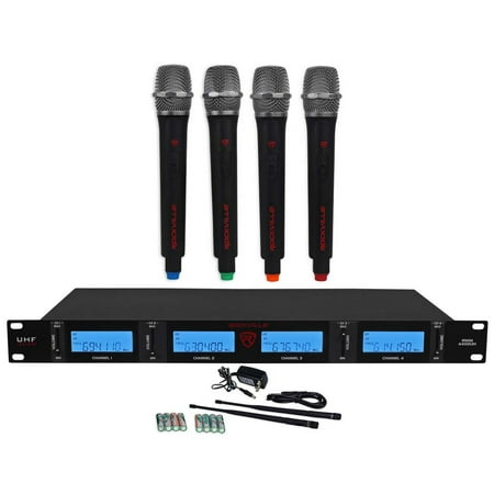 - Rockville RWM4400UH UHF (4) Wireless HandHeld Microphones 4 Church Sound Systems