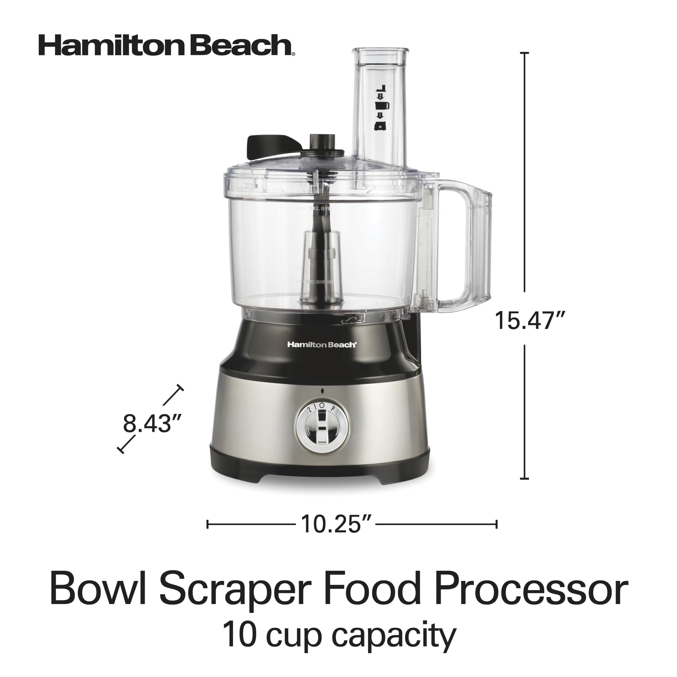 Hamilton Beach 10 Cup Food Processor and Chopper with Extra Large Chute and Bowl Scraper, Black