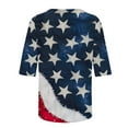 thumbnail image 4 of Lcziwo Womens 4th of July T Shirts Stars and Stripes Print Shirts 3/4 Length Sleeve Crew Neck Blouses Casual Dressy Summer 2025 Tunic Tees Red,XXL, 4 of 5