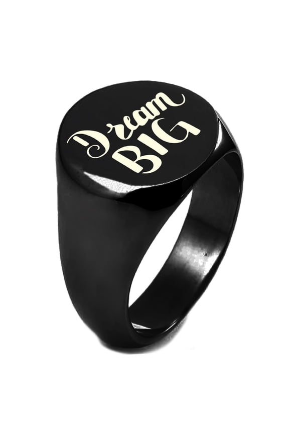 Sterling Silver Dream Big Engraved Round Flat Top Polished Ring