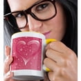 thumbnail image 2 of 3drose, Raindrop Heart in Pink, 15oz Two-tone Yellow Mug, 2 of 6