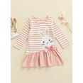 thumbnail image 2 of Qmyliery Girl Spring Dress, Long Sleeve Round Neck Bow Loose Striped Dress Gift, 2 of 8