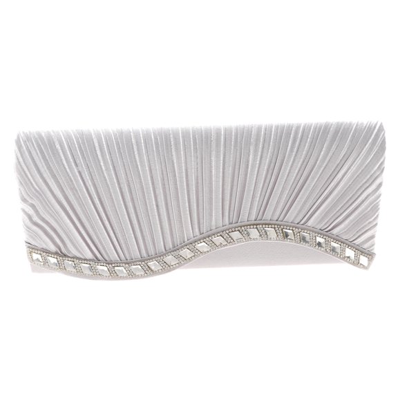 Waved Rhinestone Satin Evening Bag