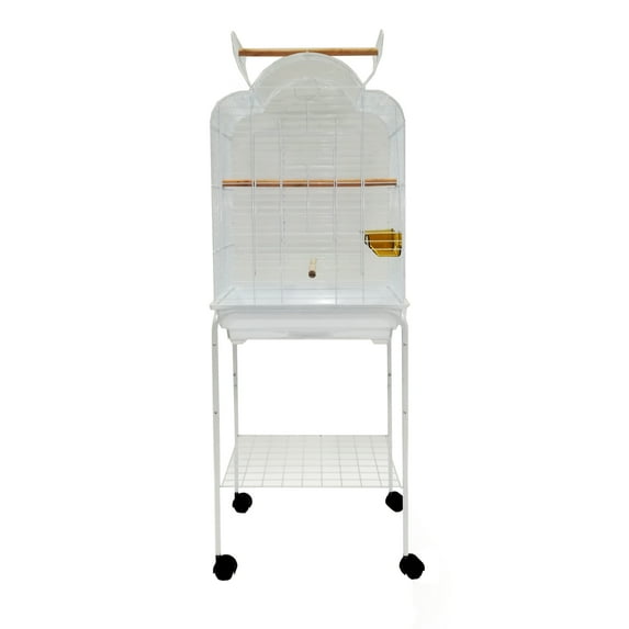 YML 1904WHT_4924WHT 3/4" Bar Spacing Open Dome Top Bird Cage with Stand, White