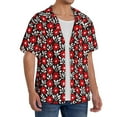 thumbnail image 2 of Fuzoiu Red Floral Print Men's Casual Short,Men's Short Sleeve Shirt,Mens Casual Button Down Shirts,Cuban Collar Summer Shirt for Beach, Vacation, and Outdoor Activities-3X-Large, 2 of 5