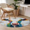 thumbnail image 5 of 4ft Washable Round Rug, Country Oil Painting Non-Slip Circle Area Rug for Living Room Bedroom, Vintage Colored Cow Wood Texture Indoor Floor Mat for Home Decor, 5 of 9