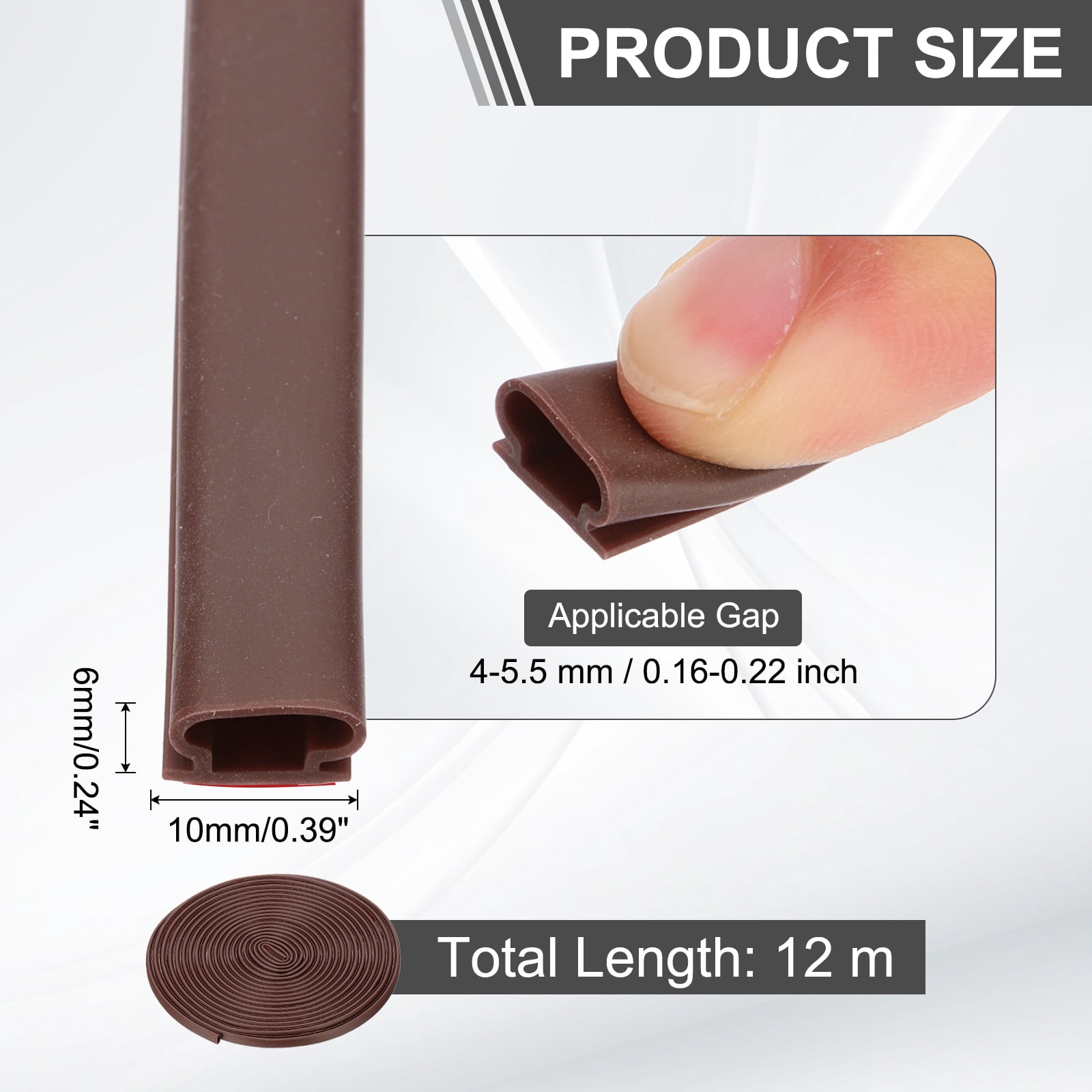 Rubber Weather Stripping Door Seal Strip 39 Feet, Self-Adhesive Door Insulation Weather Strip Brown