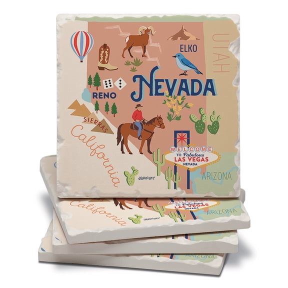 Thirstystone Nevada Attractions Tumbled Tile Coaster 4-Pack