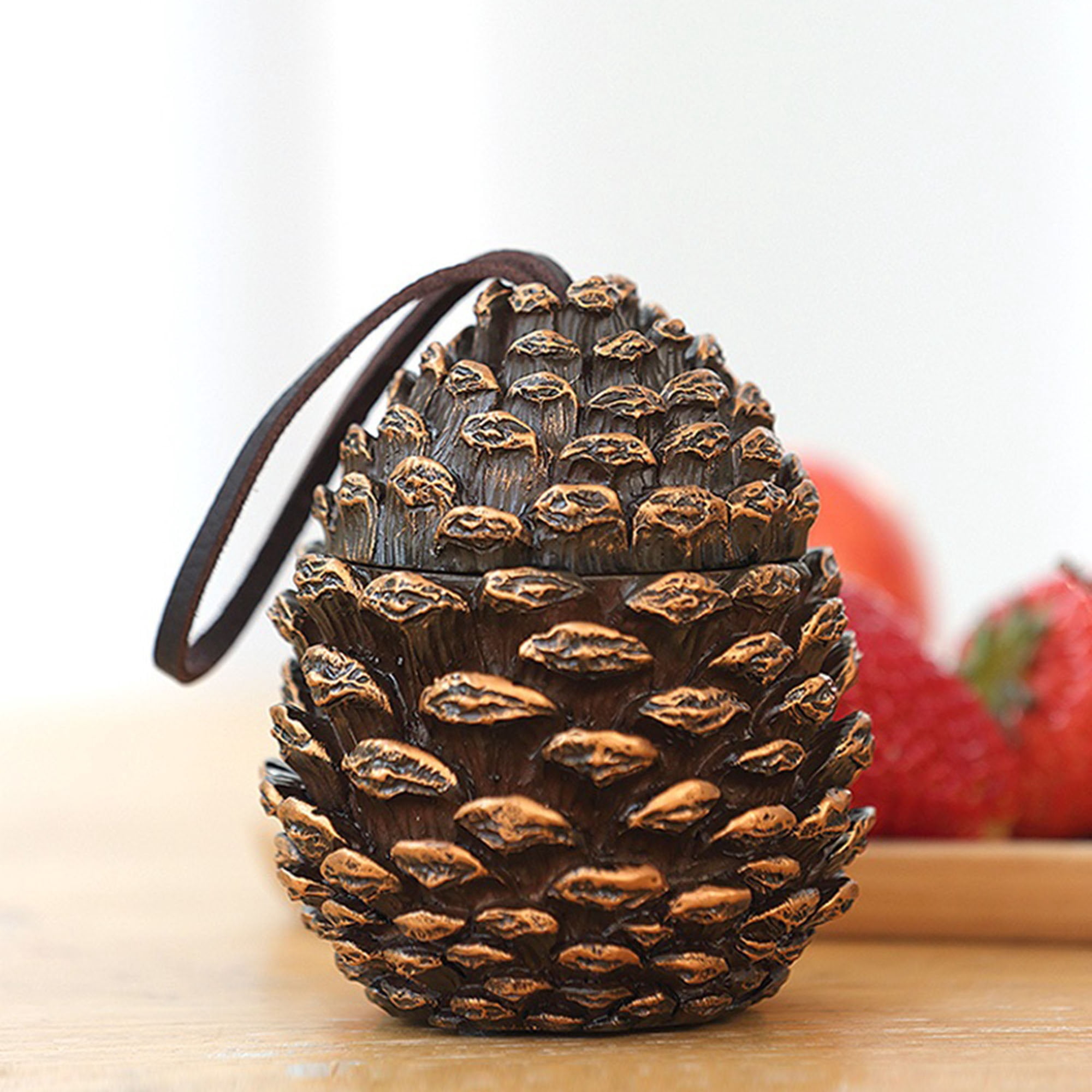Cute Pinecone Toothpick Dispenser with Lid Cotton Swab Storage Box Toothpick Holder