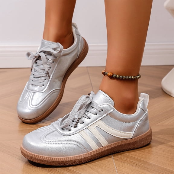 Willtoo Women's Retro Fashion Sneakers Comfortable Casual Anti Slip Platform Low-Top Sneakers Lace Up Memory Foam Tennis Walking Shoes