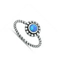 thumbnail image 4 of CHOOSE YOUR COLOR Blue Simulated Opal Oxidized Rope Twist Sun Halo Ring Sterling Silver Band CZ Female Size 9, 4 of 4