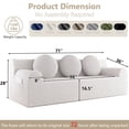 thumbnail image 4 of 3 Seater Corduroy Sofa, UHOMEPRO No Assembly Deep Seat Couch, Comfy Loveseat Sofa with Plush Foam Cushion, Modern Floor Sofa for Living Room, Bedroom, Apartment, Guest Room, White, 4 of 8