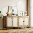 thumbnail image 4 of TROPOW Rattan Sideboard Buffet Cabinet, Kitchen Storage Cabinet with Adjustable Shelf, Boho Accent Cabinet, Liquor Cabinet, Bar Cabinet, Console Cabinet for Living Room, Hallway, Brown, 4 of 7