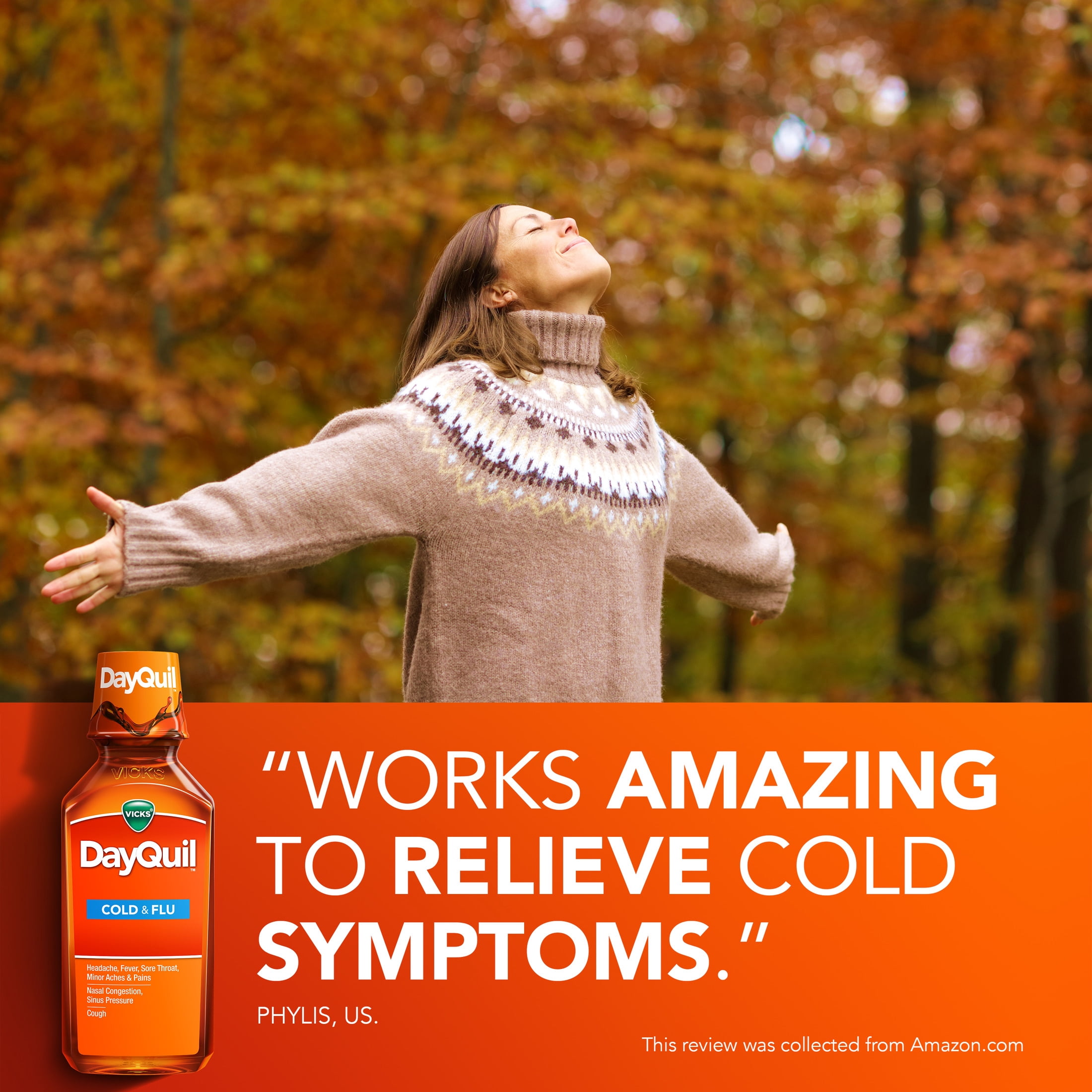 Vicks DayQuil Cold & Flu Liquid, Daytime Cold Medicine for Adults, 12 fl oz