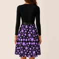thumbnail image 6 of Women's Casual Fashion Long Sleeve Christmas Graphic Printed Vintage V-Neck Retro Print Long Dress for Holiday Casual Occasions and Everyday Wear,Purple,5XL, 6 of 6