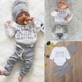 thumbnail image 2 of Infant Newborn Baby Boy Clothes Little Brother Print Romper Pants Legging Hat Outfits Set, 2 of 4