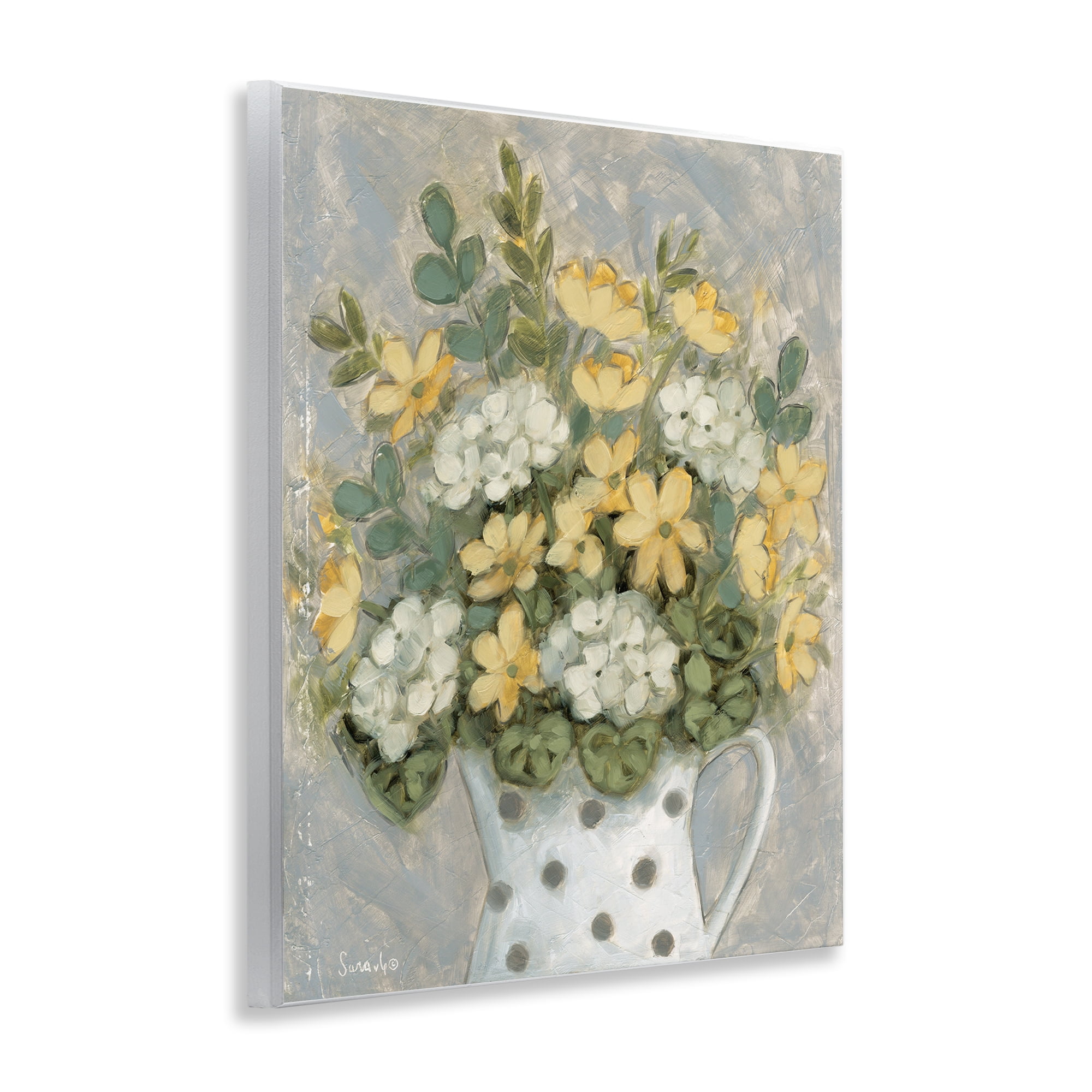 Stupell Industries Farm Fresh Bouquet Dotted Vase Wall Plaque Art, design by Sara G. Designs