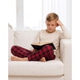 thumbnail image 4 of Pogiun Boys Pajama Pants Soft Micro Fleece PJ Bottoms for Kids Printed Plaid Design Boy's Sleepwear Black/Red 14-16y, 4 of 6
