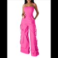 thumbnail image 2 of Mono de Mujer, Mono de Pierna , Mono con Múltiples Bolsillos Rosa Roja XXL, 2 of 8