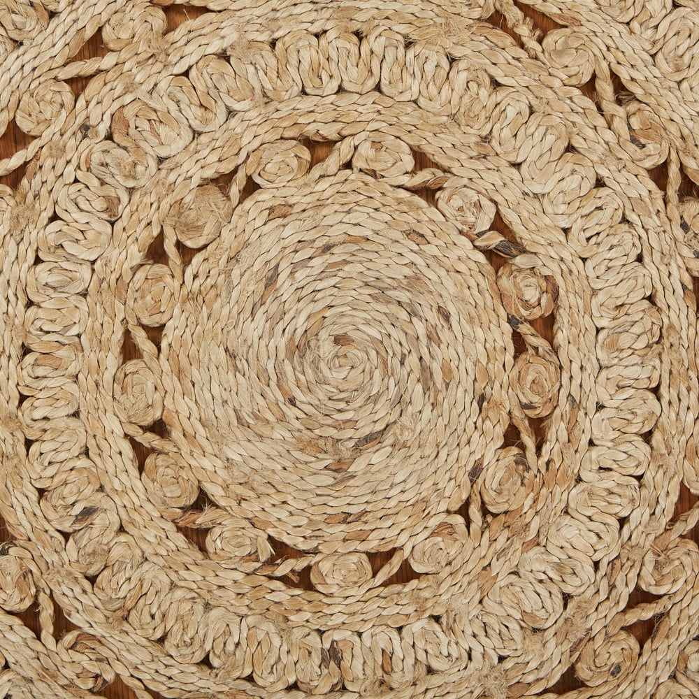 Woven Paths Sunshine Golden Natural Jute Area Rug, 4' Round, Natural