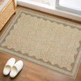 thumbnail image 2 of Hasoo Scalloped Washable Area Rug for Living Room Dorm Non Slip Indoor Geometric Bordered Throw Carpet, 2' x 3' Natural, 2 of 5