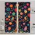 thumbnail image 2 of Boho Floral Tree Blackout Curtains – Abstract Owl and Colorful Flower Design for Living Room and Bedroom, Rod Pocket Drapes,A, 2 of 10