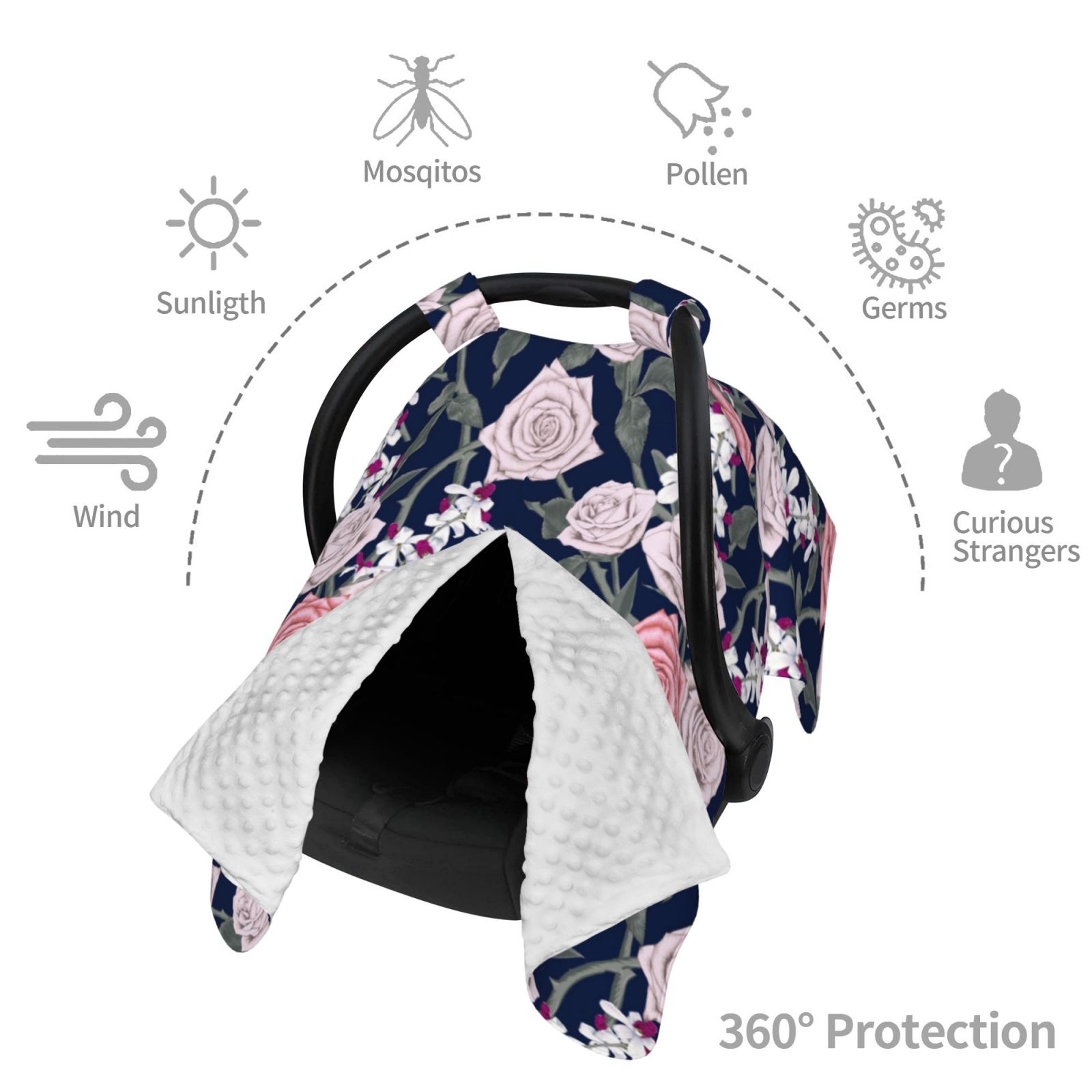 Car Seat Cover Baby - Gorgeous Pink Rose Flowers Breathable Infant Car Seat Cover for Baby Carseat, Lightweight Comfort Baby Essentials Must Haves Newborn Stuff for Girl Boy