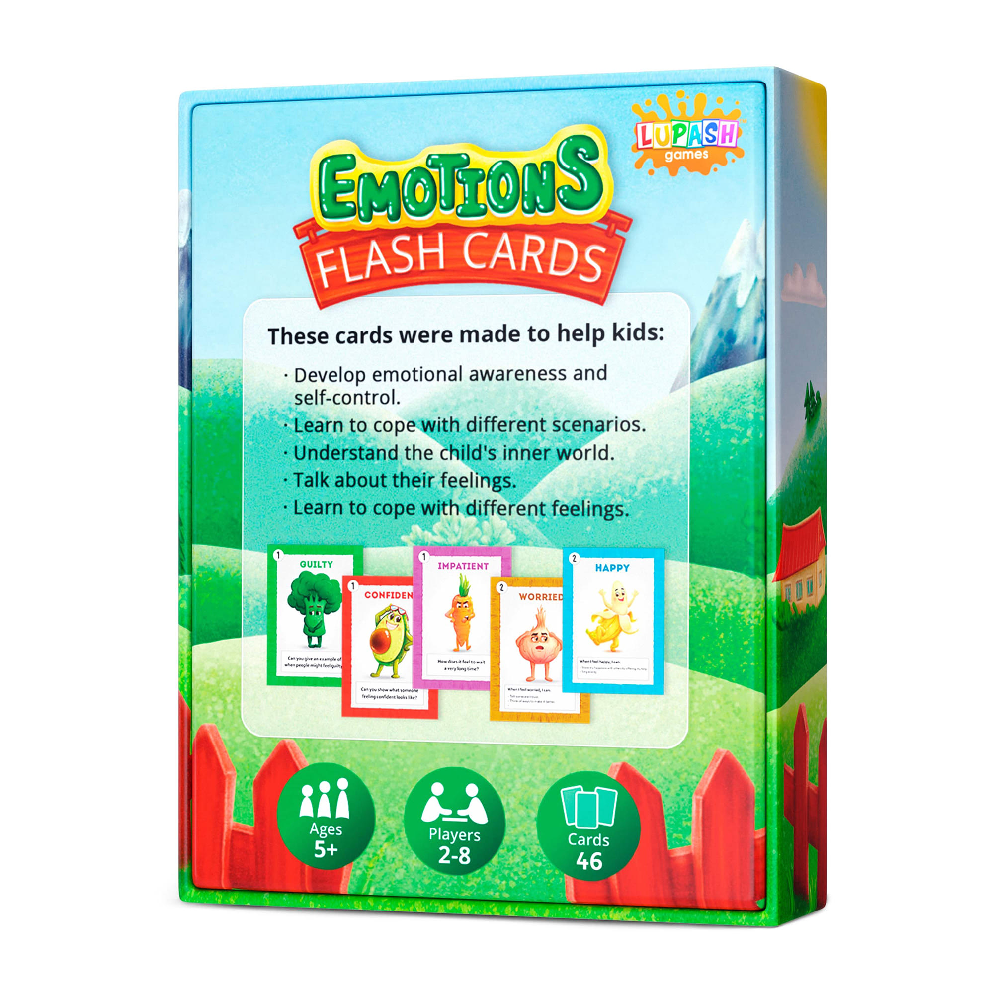 Emotions Flash Cards to Help Develop Social Skills, 2-8 Players