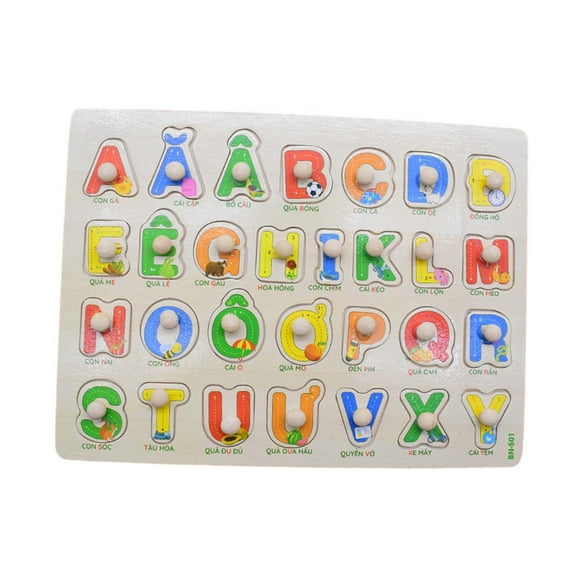 Vietnamese Letters Wooden Alphabet Puzzles Toys Board Letter Blocks for Kids Capital Letter