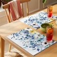 thumbnail image 4 of Teal Blue Eucalyptus Placemats Set of 6 Spring Garden Floral Leaves Botanical Place Mats Indoor Wipeable Table Mats Washable Dining Table Placemats for Kitchen Holiday Party Home Decor 13x19 Inch, 4 of 9