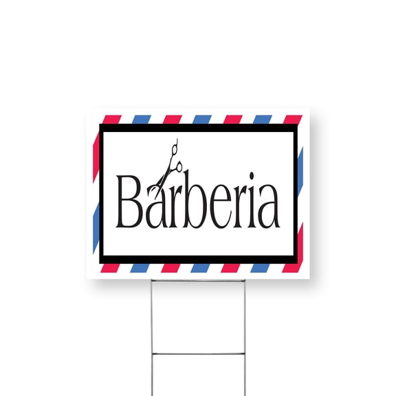 Barberia Yard Sign 18 Inch x 24 Inch Single Sided Weatherproof Heavy-Duty Plastic with Stake | Spanish Barber Shop Sign, Grooming Services, Professional Look | Made in USA