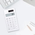 thumbnail image 3 of Calculadora solar portátil estilo INS simple blanca, calculadora básica estándar de 12 dígitos para estudiantes, escuelas y negocios., 3 of 6