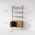 thumbnail image 3 of Nathan James Jasper 3-Shelf Solid Wood Boho Bookshelf, Wall Mounted Bookshelf with Cabinet with Fluted Doors, Light Brown, 3 of 9